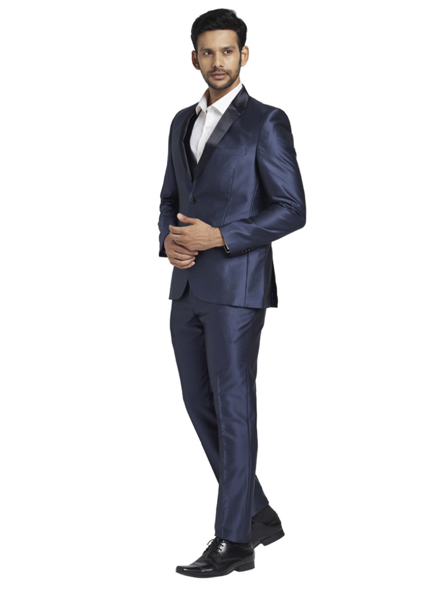 Parx Blue Regular Fit Three Piece Suit