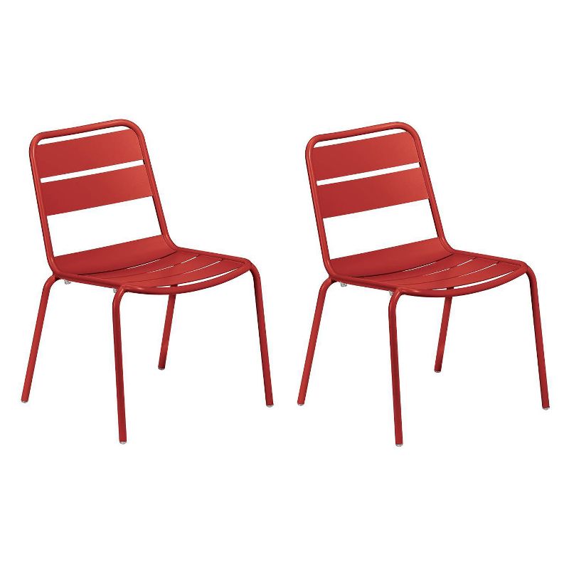 Kapri 2pk Venetian Powder-Coated Outdoor Aluminum Side Chairs - Oxford Garden