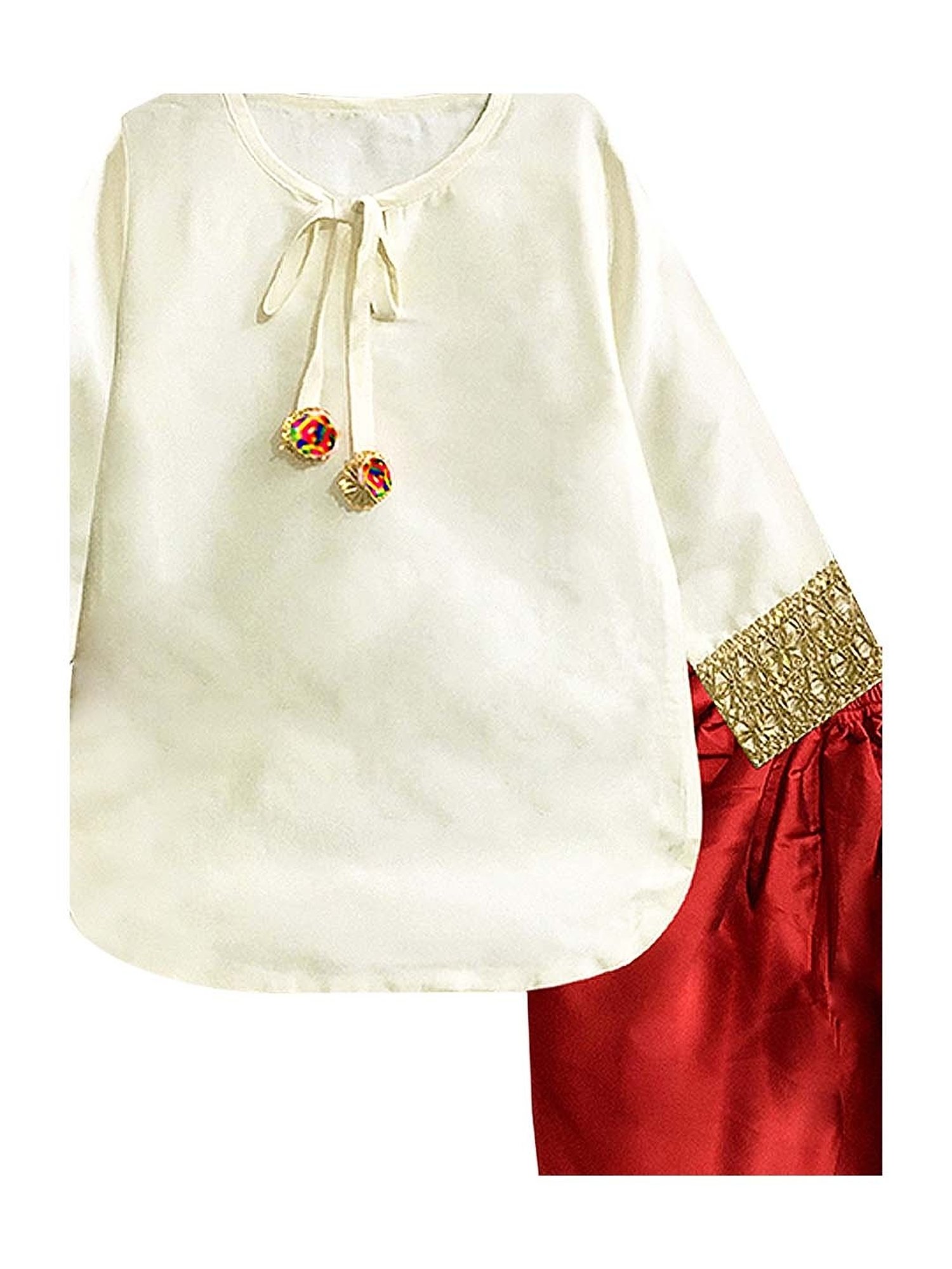 A.T.U.N. Kids White & Red Regular Fit Full Sleeves Kurta Set