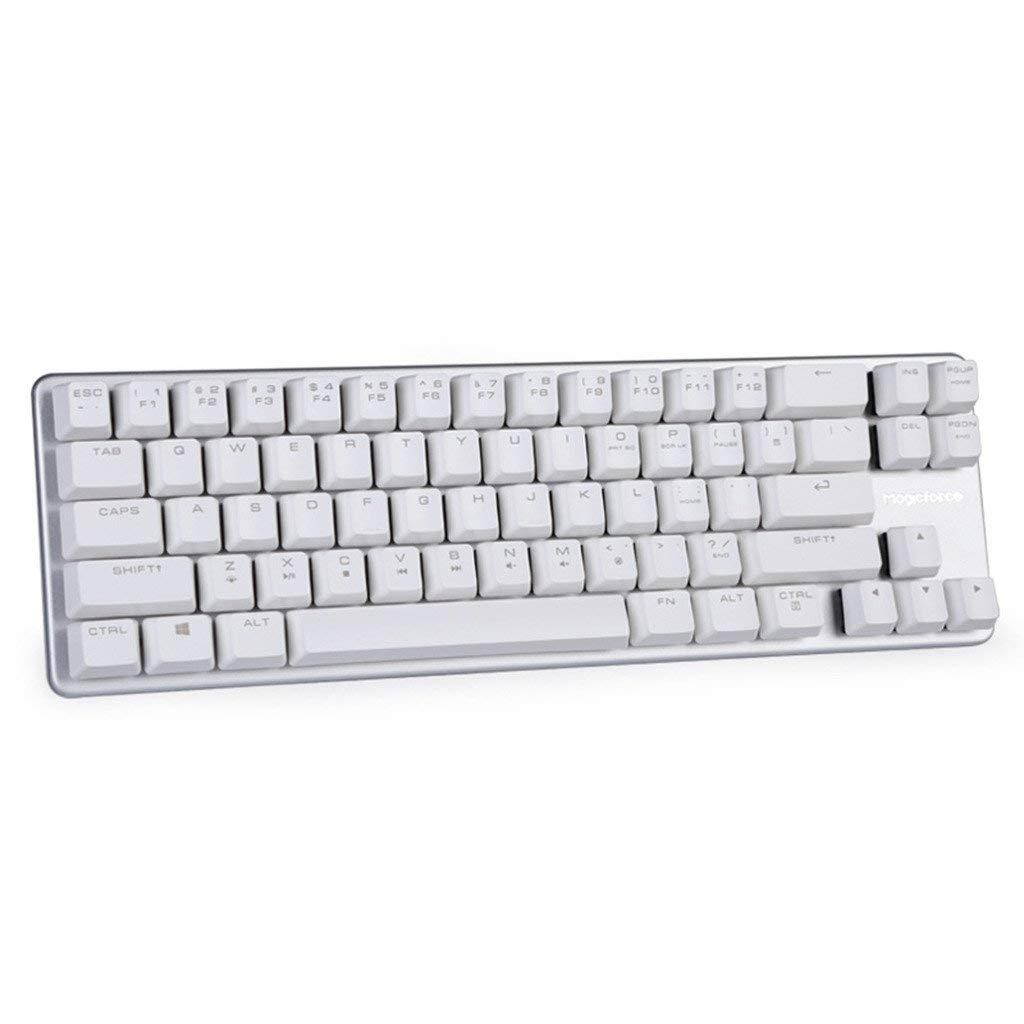 Mechanical Keyboard Wired Keyboard Blue Switch 68-Keys Mini Design (60%) Gaming Keyboard White Silver by Magicforce Qisan