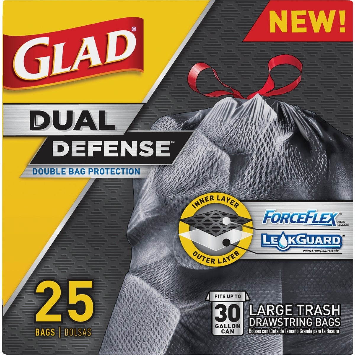 Glad ForceFlex Extra Strong Drawstring Large Trash Bags, 30 Gallon 25 ea