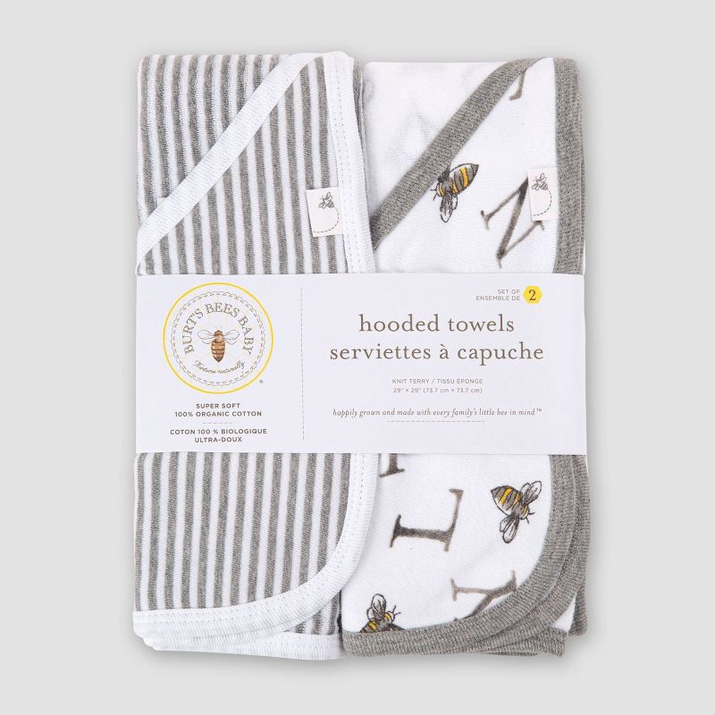 Burt's Bees Baby® Set of 2 A-Bee-C Hooded Towels - Gray