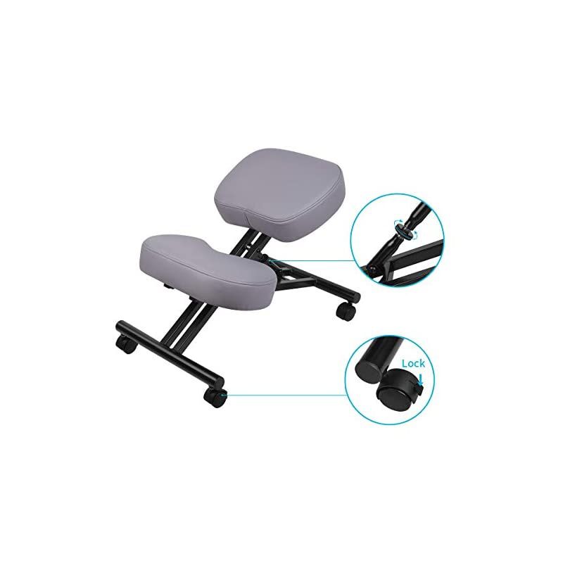 by VIVO Ergonomic Kneeling Chair, Adjustable Stool for Home and Office - Improve Your Posture with an Angled Seat - Thick Comfortable Cushions, Gray, DN-CH-K01G