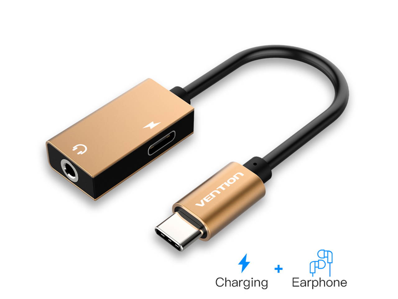 Vention USB C to 3.5mm Headphone Jack Adapter[2-Pack] , 2-in-1 Fast Charging USB Type C to Aux Female Audio Cable for Huawei Mate10 Pro, Mate20 Pro, P20, P20 Pro, Xiaomi Mi 8, 6, 6X, Mix 2, 2S