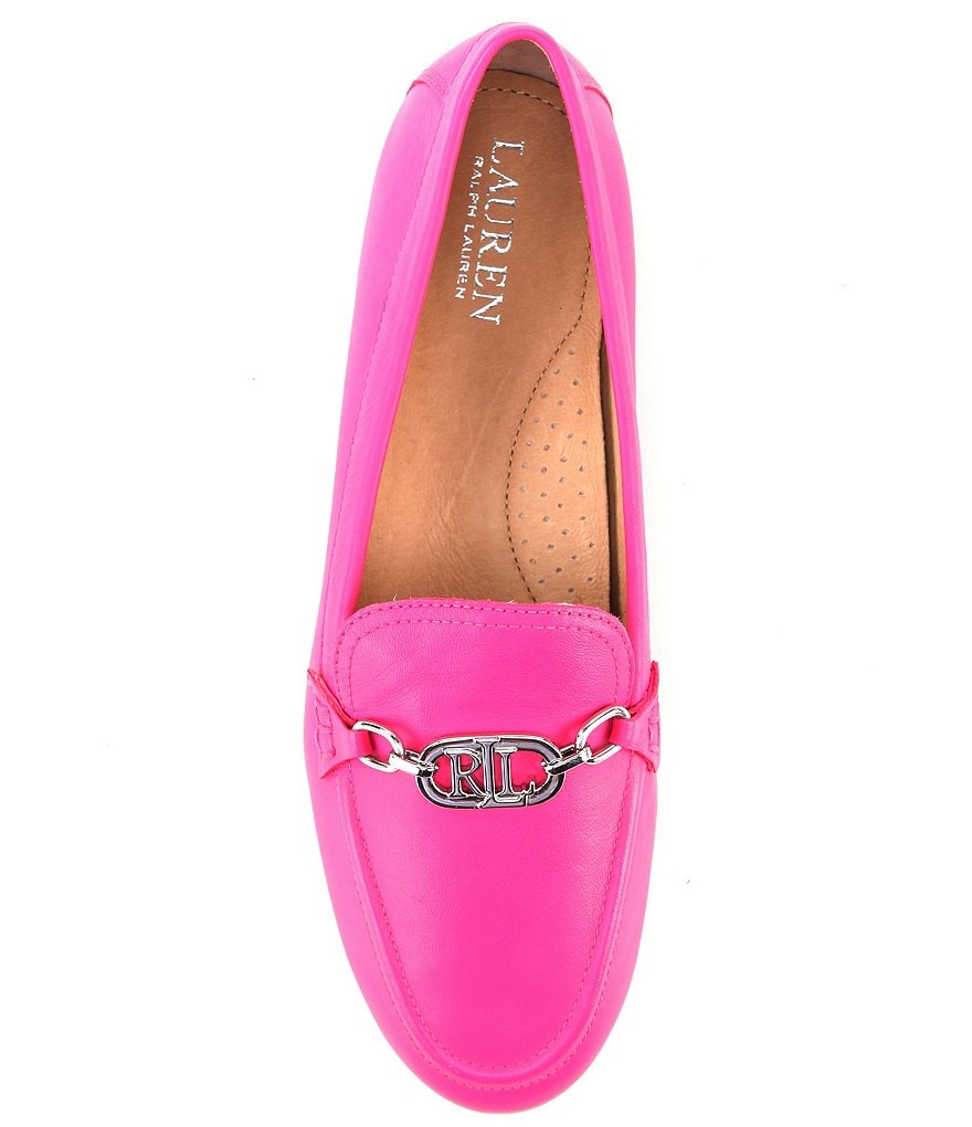 Lauren Ralph Lauren Averi Nappa Leather Embellished Oval Chain Loafers