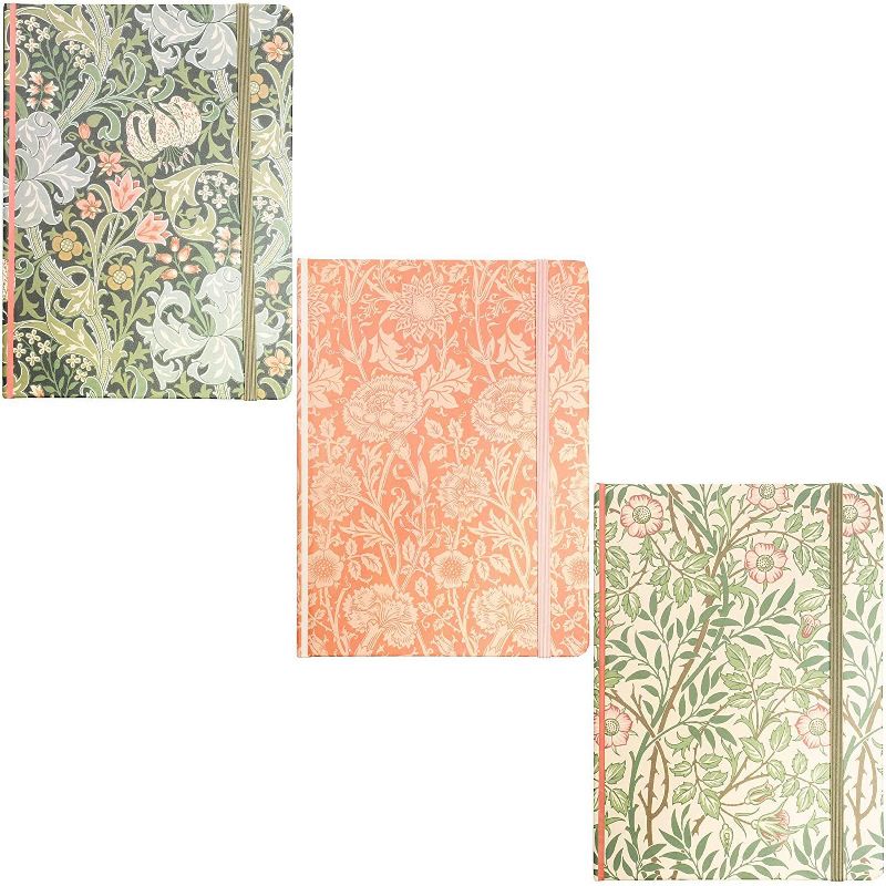 The Gifted Stationary 3-Pack William Morris Hard Cover Diary Lined Notebooks Journal (7.5 x 5.3 in, 160 Page)
