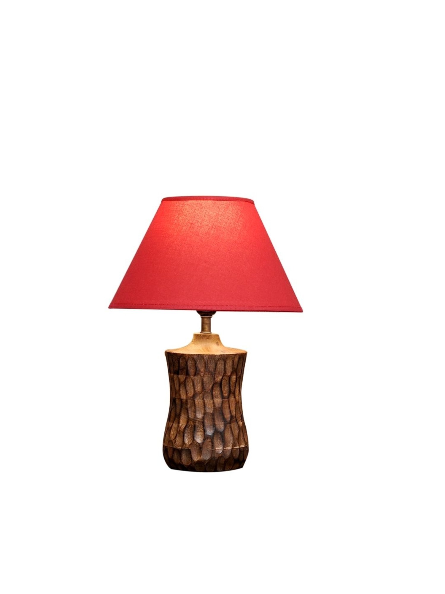 Kapoor Lamp Shades Brown & Red Wood Emmett Carved Table Lamp