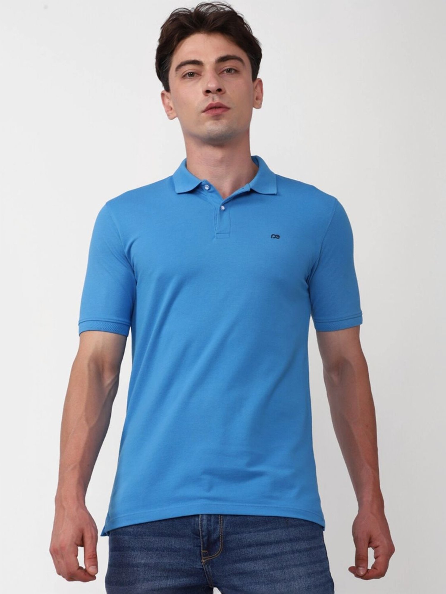 Peter England Blue Slim Fit Polo T-Shirt