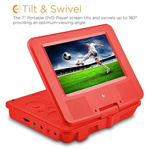 Ematic EPD707RD 7-Inch Portable DVD Player with Matching Headphones and Bag (Red)