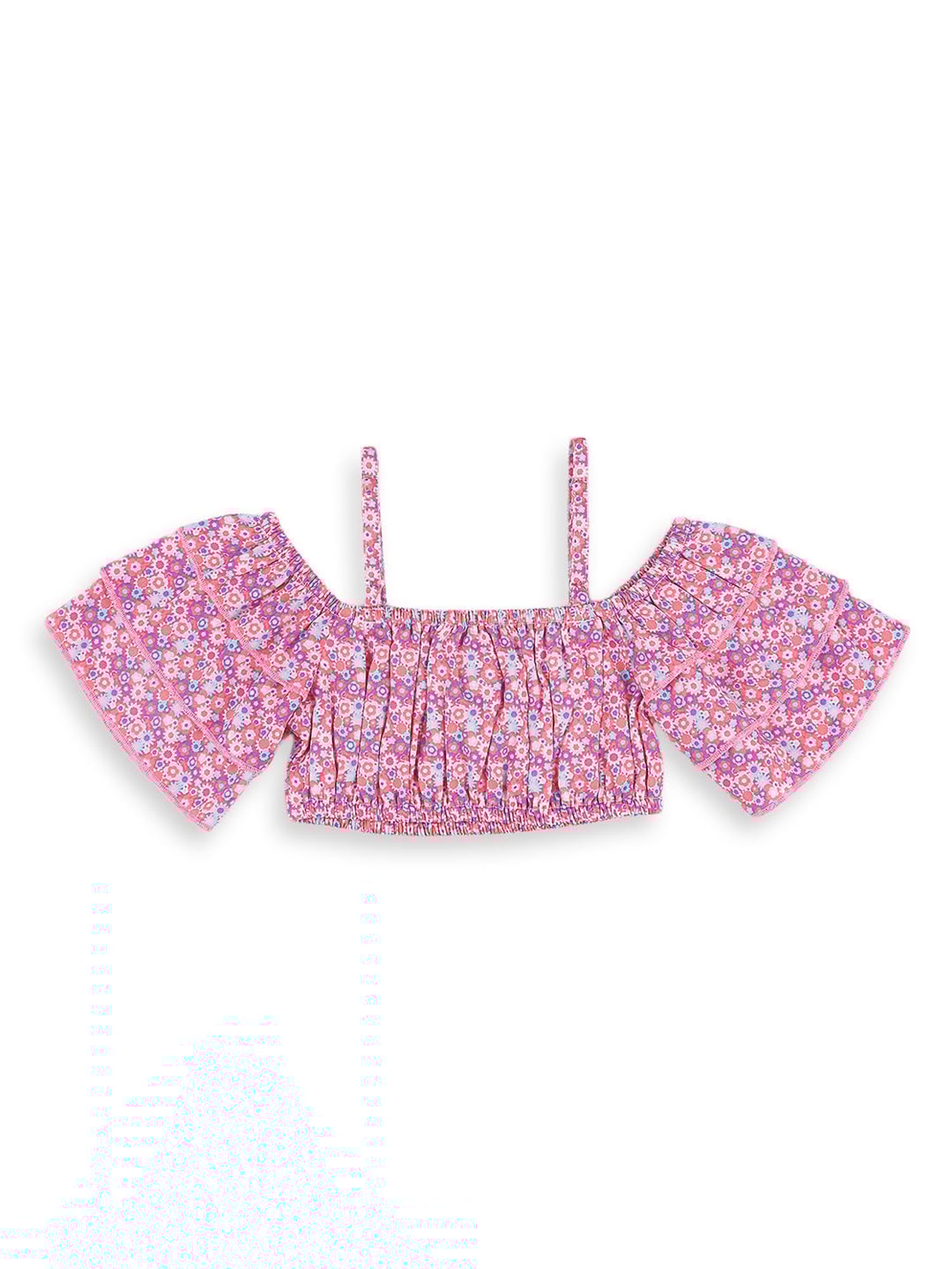 Nauti Nati Kids Pink & Blue Floral Print Top with Shorts