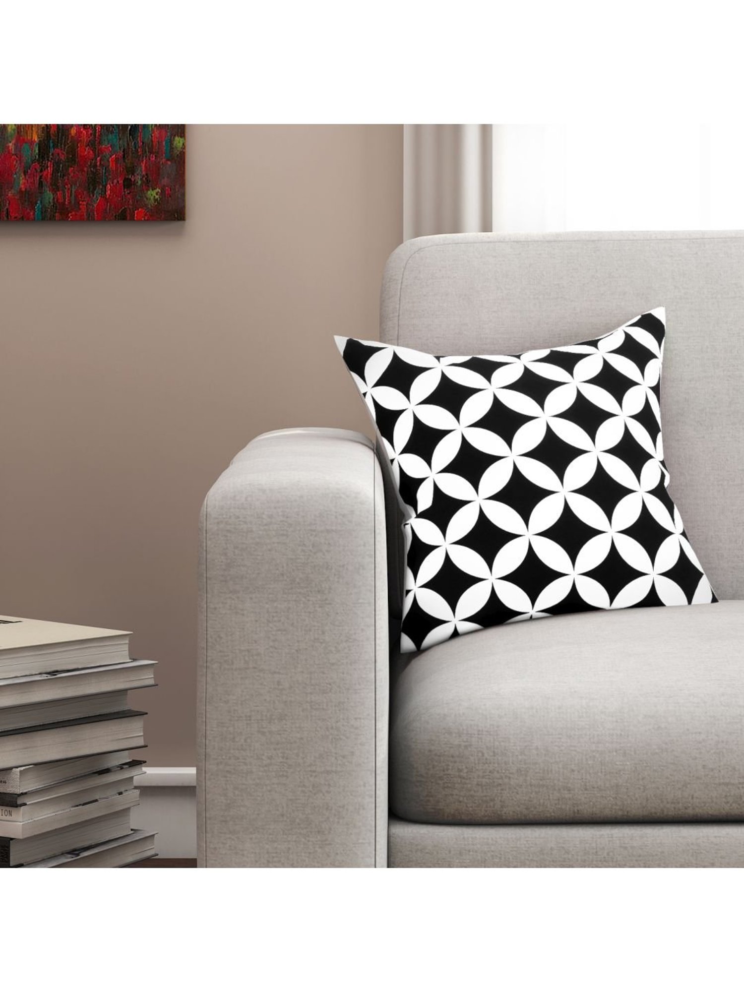 SEJ by Nisha Gupta Black & White Cushion Covers - Set of 1