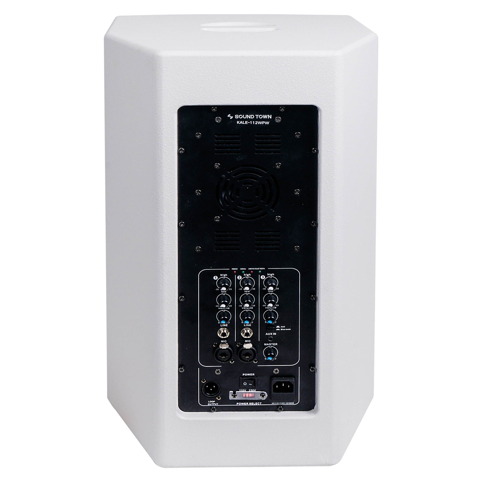 Sound Town 12&rdquo; 700W Powered DJ PA Speaker with Bluetooth, Titanium Compression Driver and 3-Channel Mixer for Bands, Solo Performers, Mobile DJ, Karaoke, Home Studio, Church, White (KALE-112WPW)