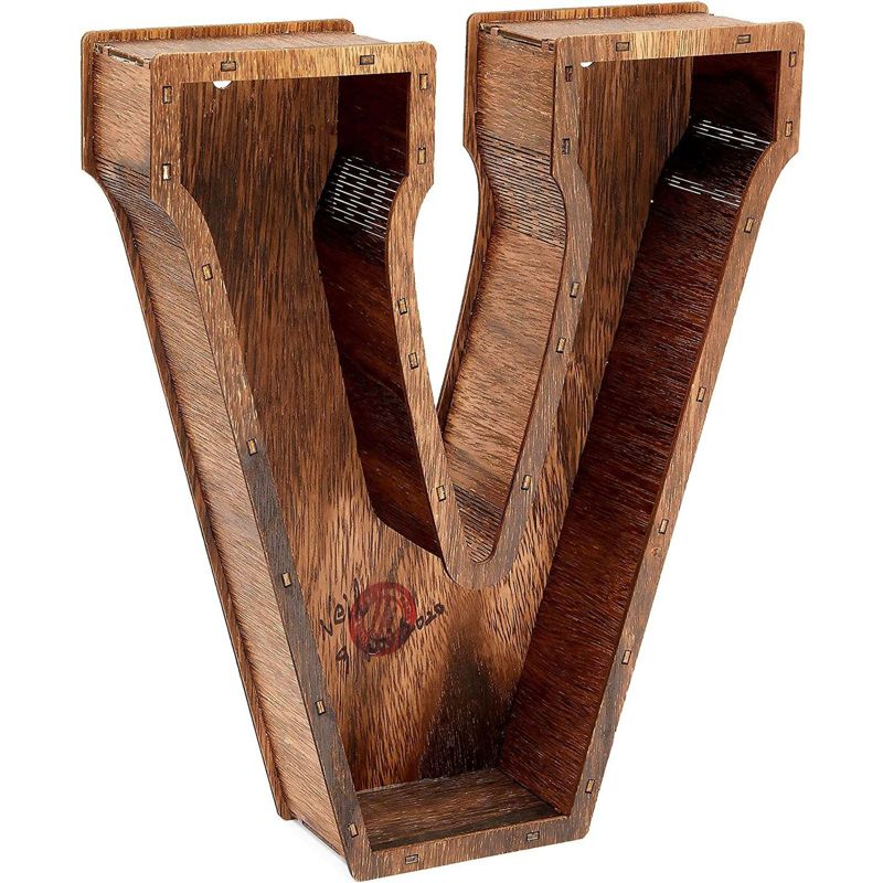 Juvale "VINO" Letters Wine Cork Holder, Brown Wood Home D'ecor, 11.75" tall