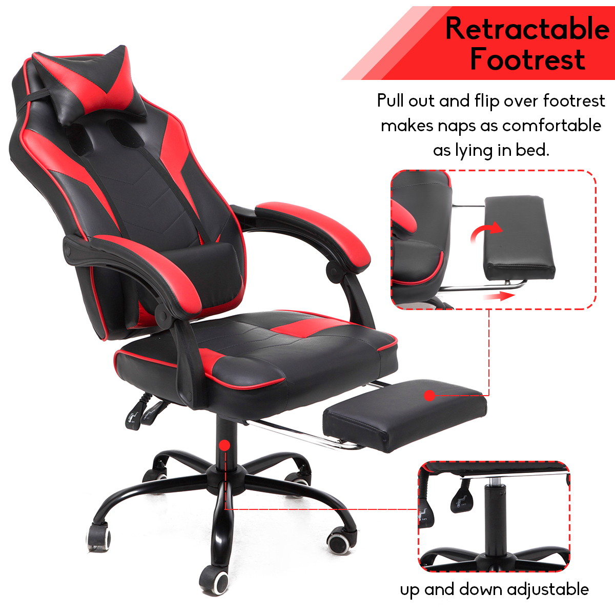 High Back Racing Gaming Chair Computer Desk Chair Adjustable Swivel Office Chair