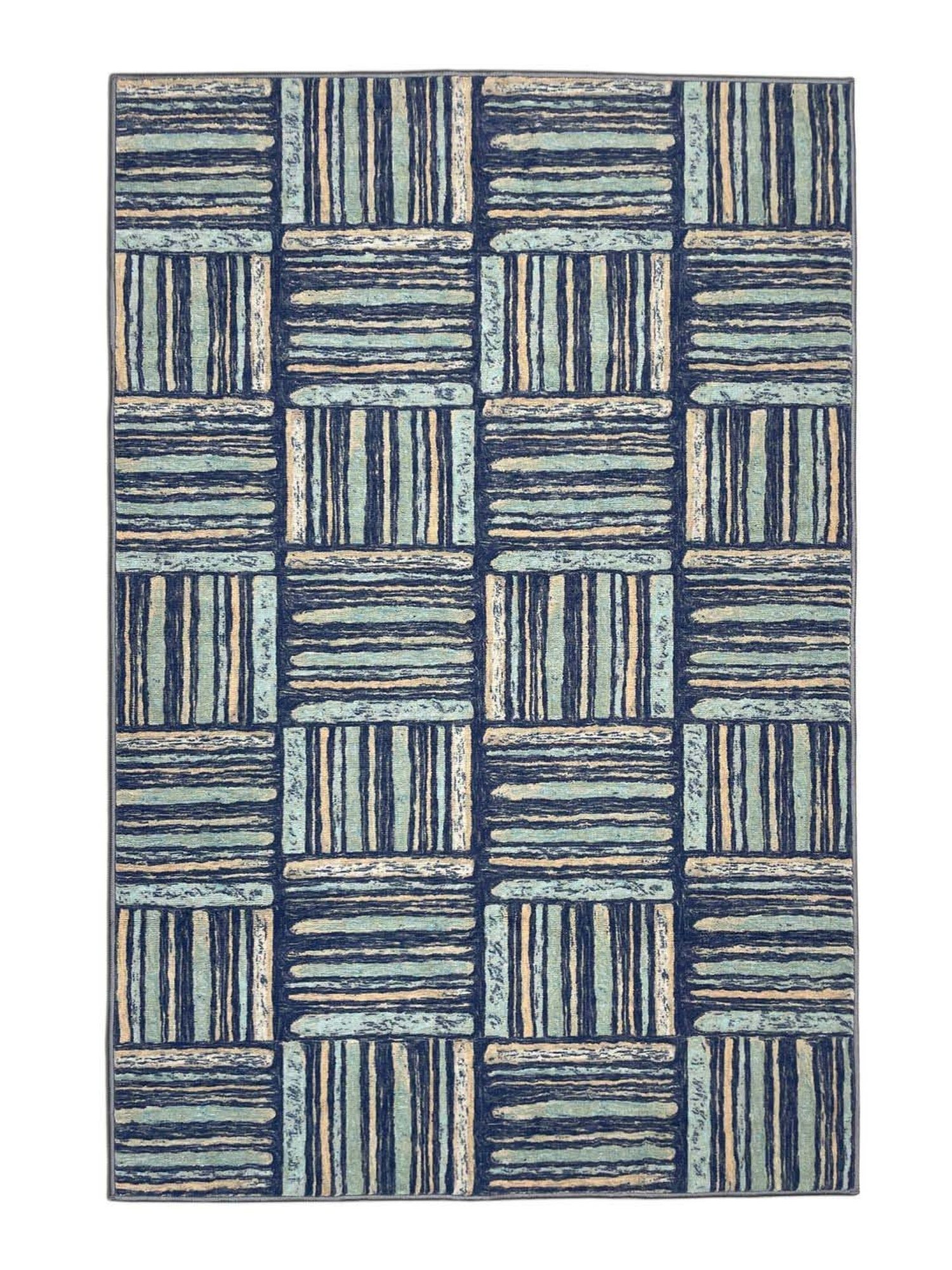 Welspun Blissful Blue Polyester 400 GSM Anti Skid Carpet