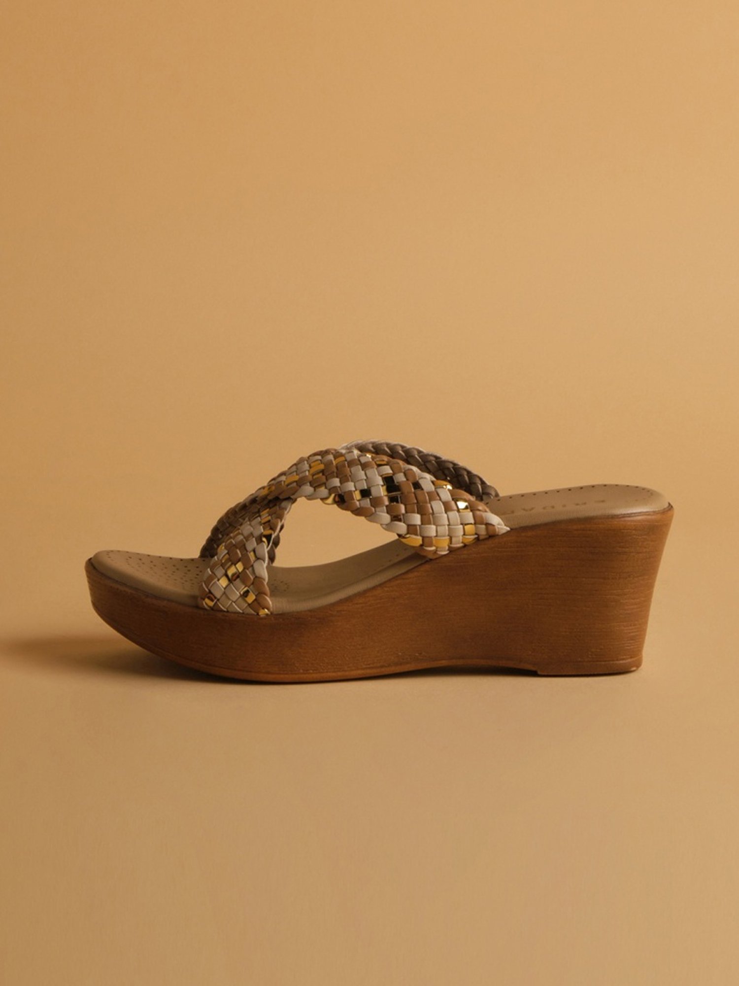 Eridani Women's Jovi Beige Cross Strap Wedges