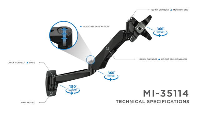 Mount-It! Single Monitor Wall Mount for 13"-27" Computer Screen