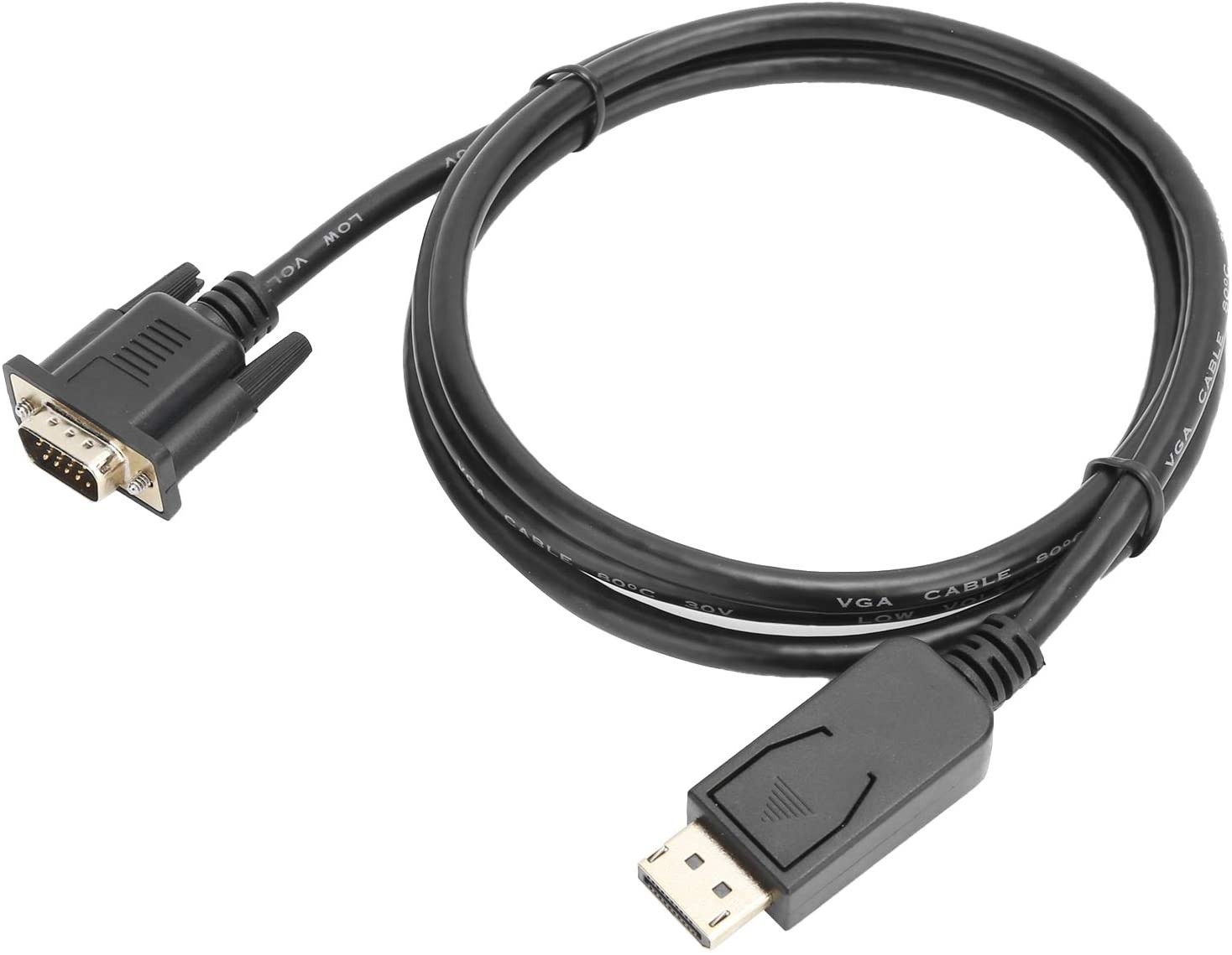 KUIDAMOS Black Cable DP to VGA Cable Compatible for Lenovo Dell HP ASUS and Other Brand Display Port to DVI-D Adapter(1.8 Meters)