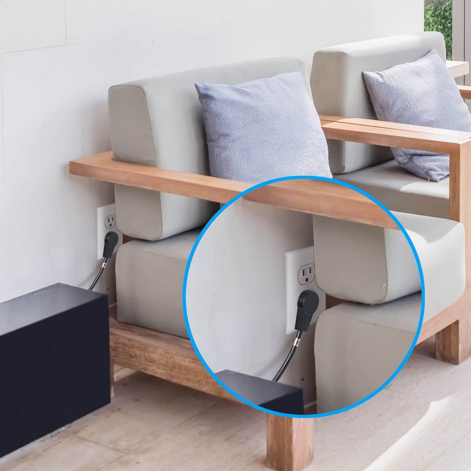 15 Feet Monitor Power Cable 360 Rotating Flat Plug C13 Power Cord for Monitor PC Desktop Printer Scanner 16 AWG NEMA 5-15P to IEC13 - UL Approved