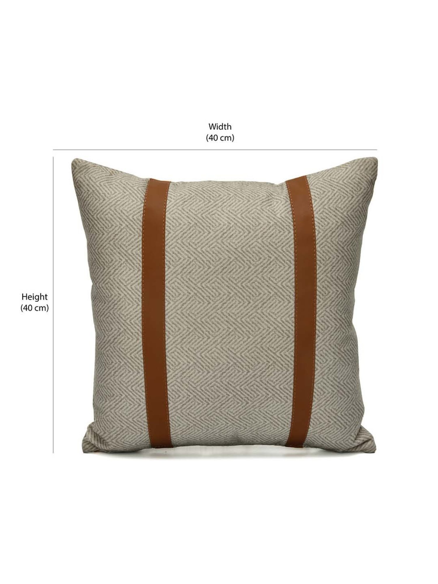 @home Beige Leather Cushion Cover With Zipper