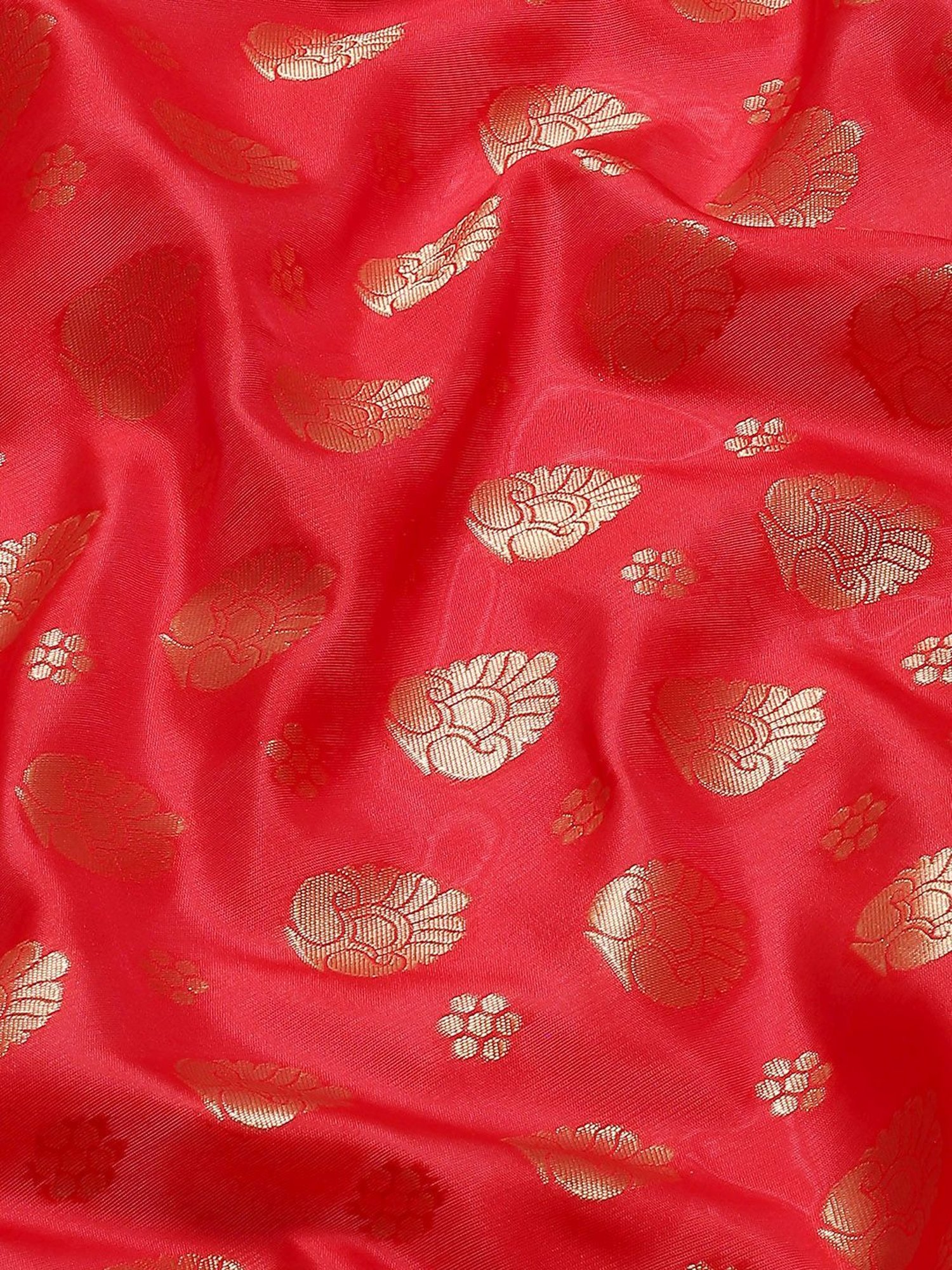 KSUT Red Silk Woven Saree With Unstitched Blouse