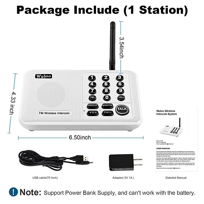 Intercoms Wireless for Home 5280ft Range 10 Channel 3 Code Intercom System for House Business OfficeOnly 1 Unit for Expandable The Original intercom System CAN NOT Work Without Other Units