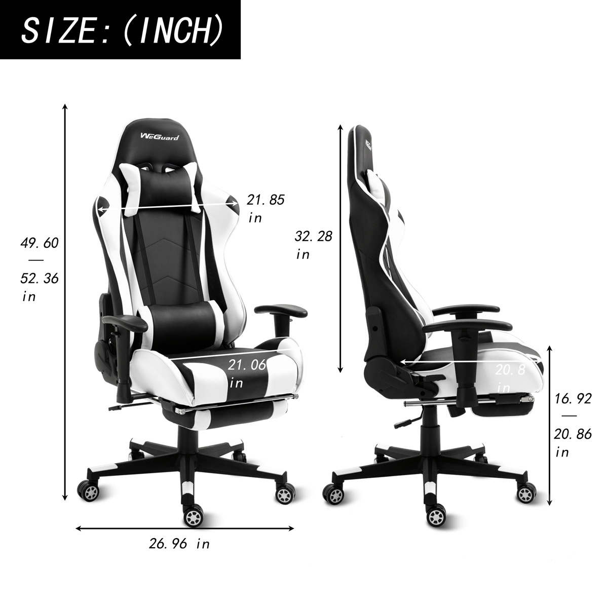 Ergonomic Computer Gaming Chair Office Chair Racing Style High-back Swivel Chair(White)