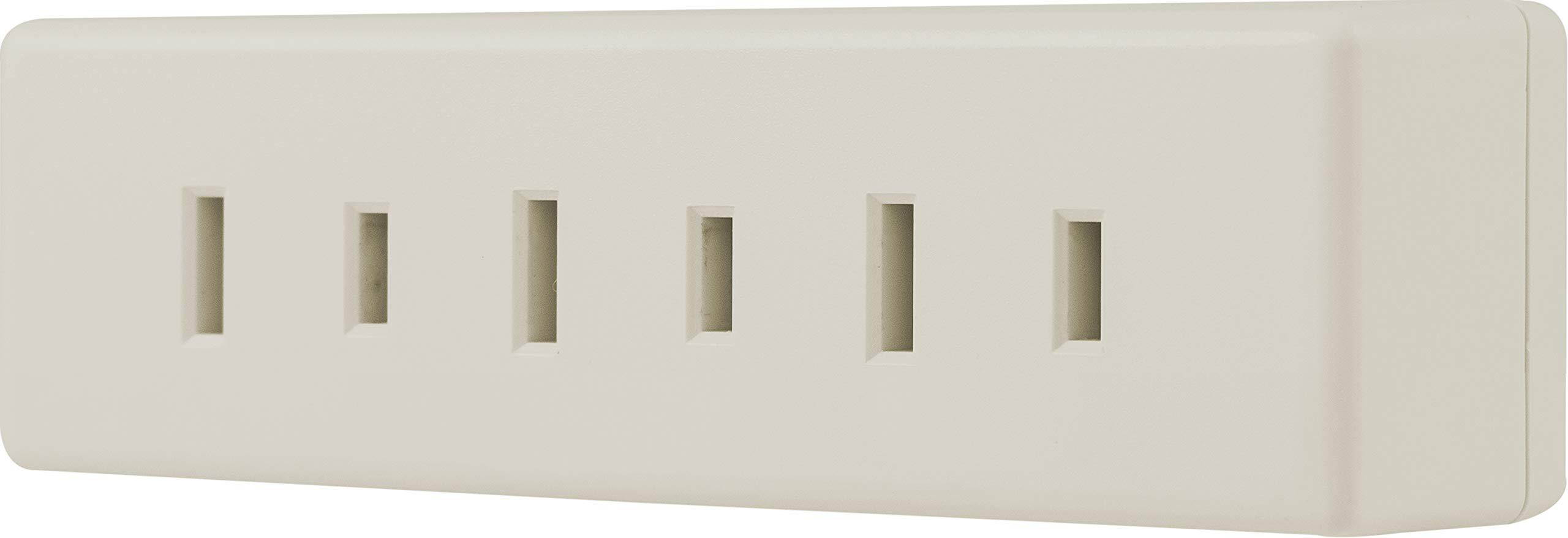 GE 3-Outlet Plarized Adapter Wall Tap, Expander, 2 Prong, Indoor Rated, Light Almond, 54189, ivory