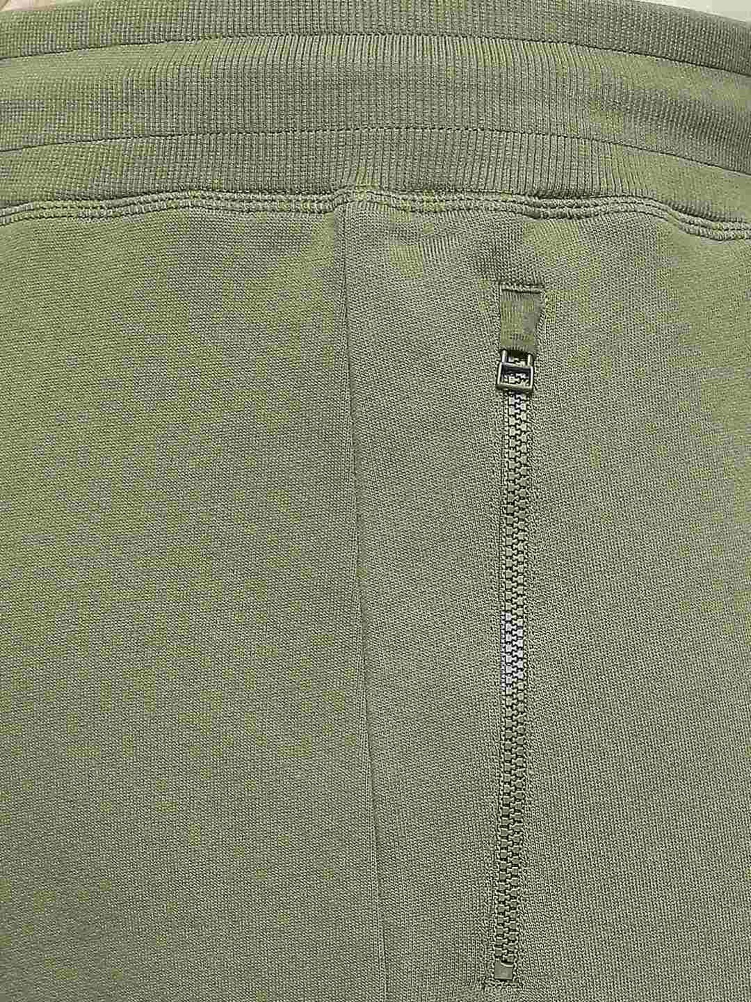 Basics Green Cotton Jogger Fit Texture Joggers