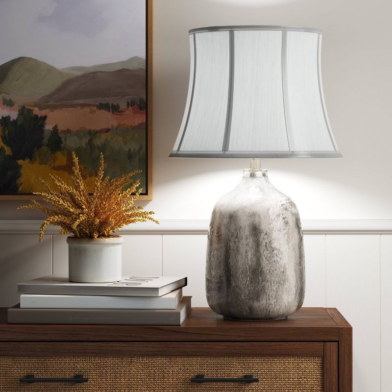 Springcrest Off-White White Drum Lamp Shade Modern Silver Circles 15x16x11 - Spider