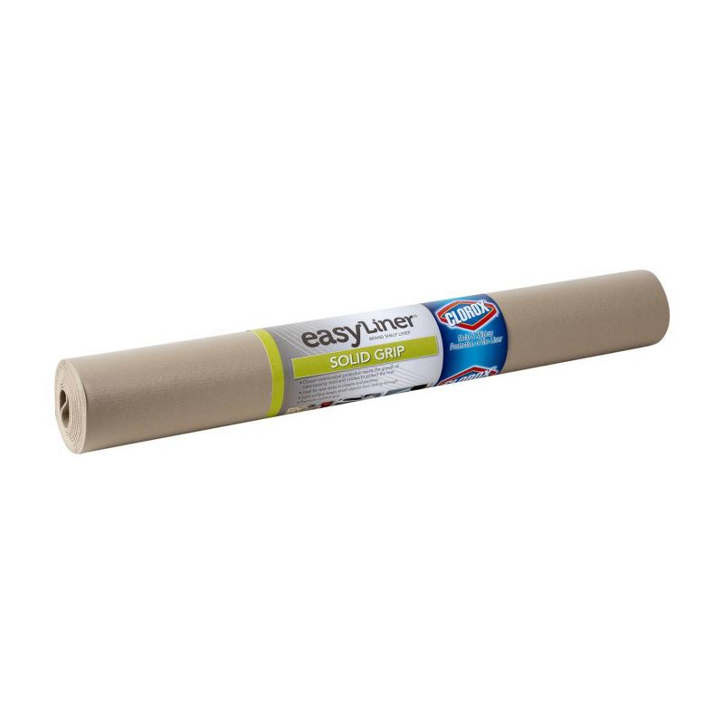 Duck Solid Grip EasyLiner Non Adhesive Shelf Liner with Clorox, 6 pk, 20" x 6' Taupe