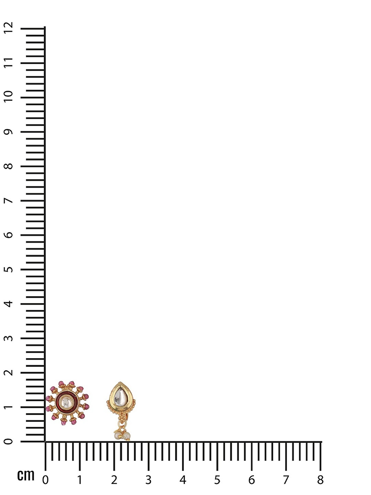 Aatmana Gold-Plated & White Kundan Studded Pear Shaped Nose Pin - Set of 2