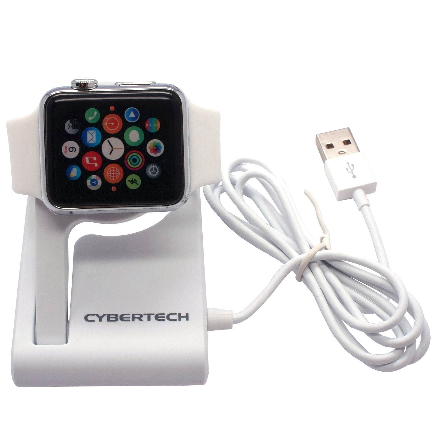 [MFI Certified] Apple iWatch Protable Magnetic Charging Dock,Foldable Design To Enable Nightstand Mode With 3ft Long USB Cable For All iWatch Models (Silver)