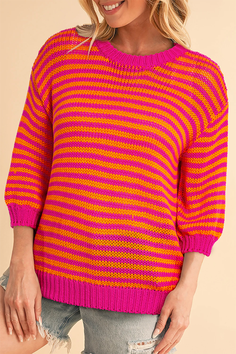 Pink Merry & Bright Pop Up Letter Waffle Knit Sweater