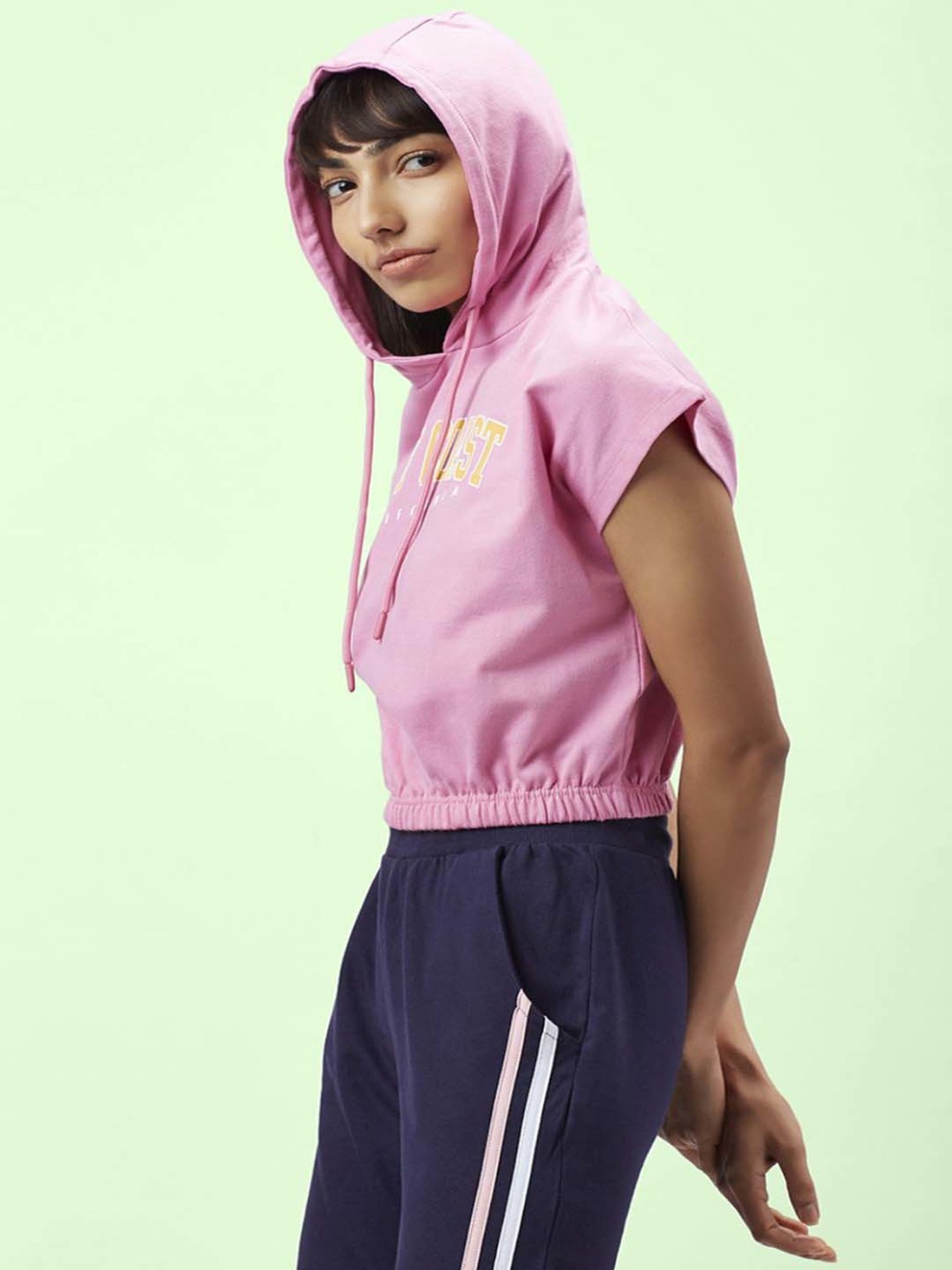 Ajile by Pantaloons Pink Cotton Graphic Print Sports Top