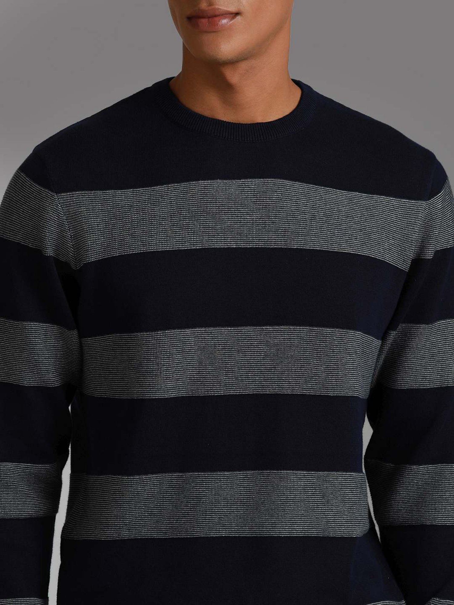 High Star Multicolored Cotton Regular Fit Striped Sweater