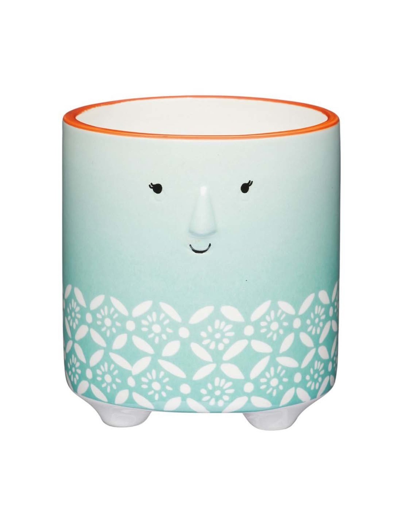 KitchenCraft Blue & Cream Ceramic Planter Pot