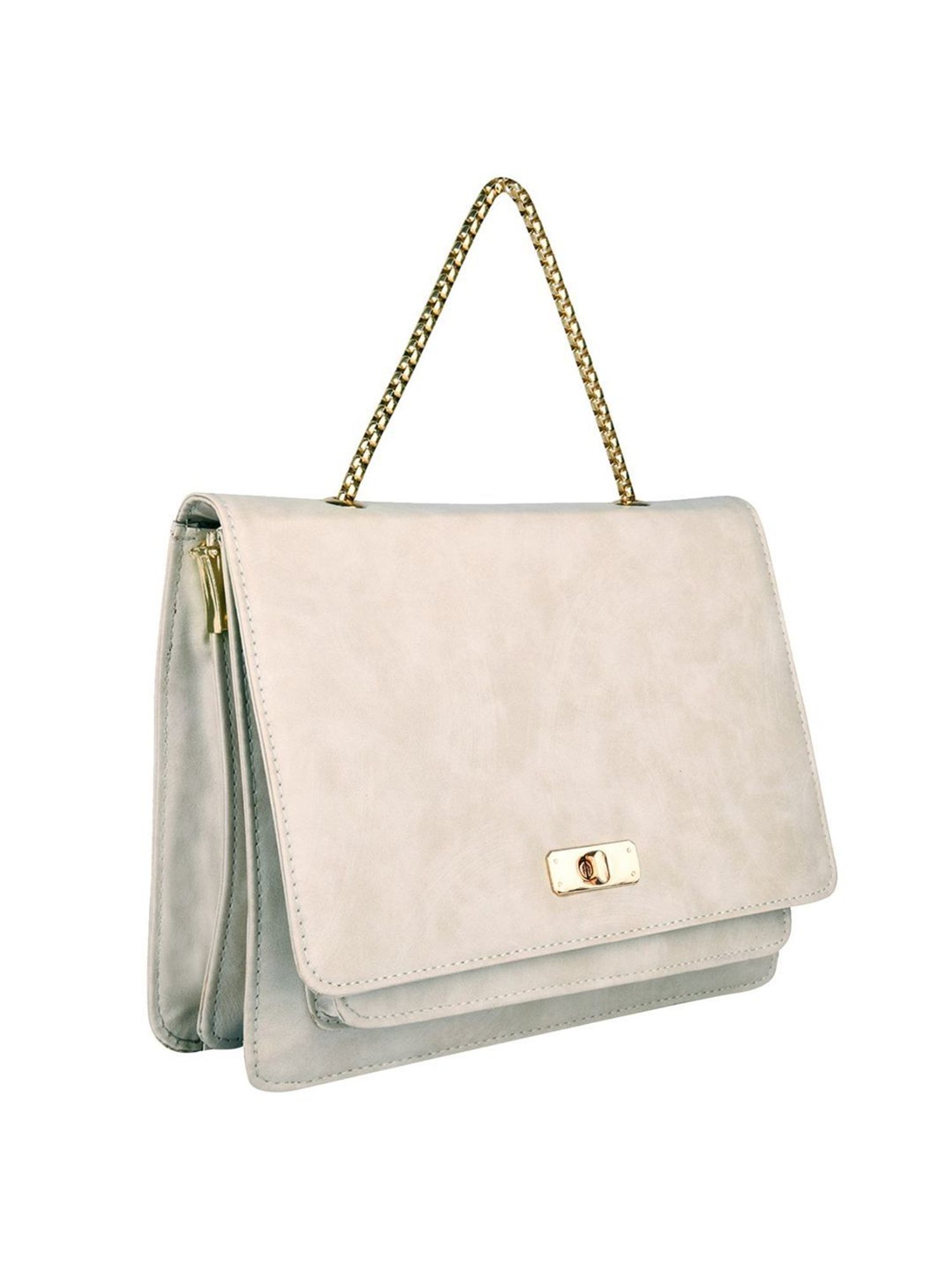 Bellissa Cream Solid Medium Sling Handbag