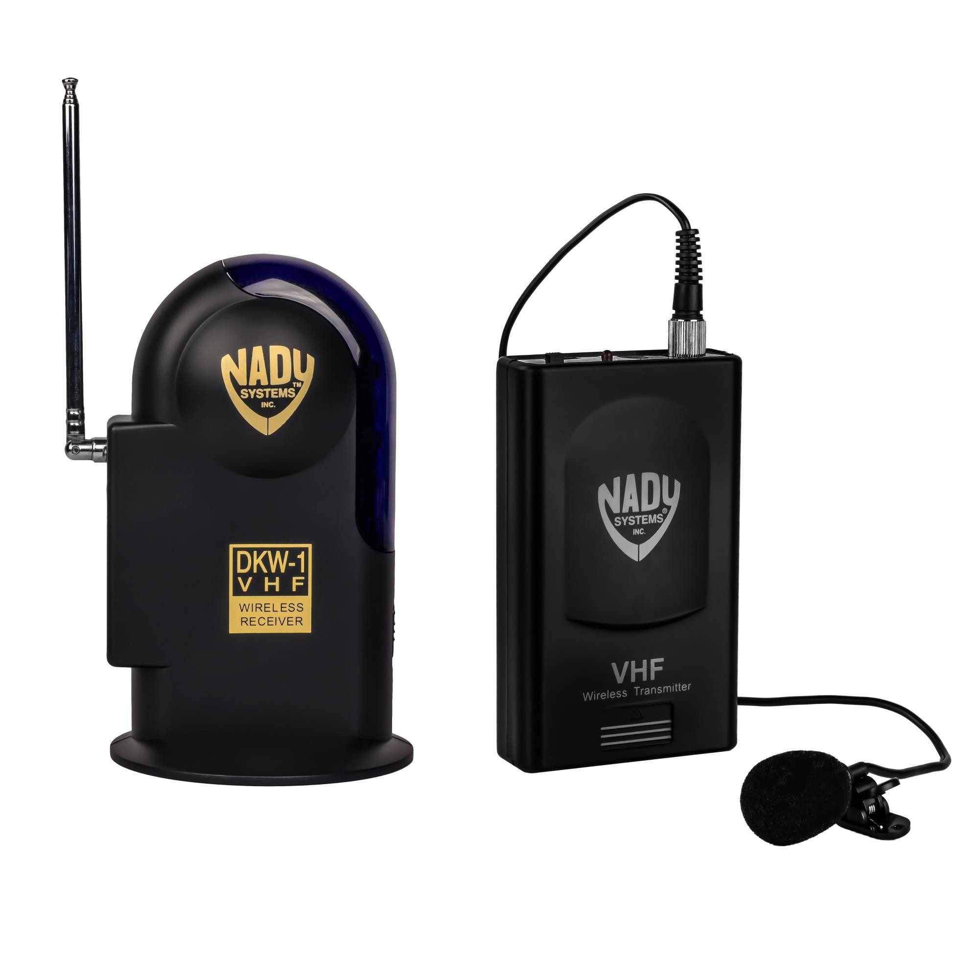 Nady DKW-1 VHF Wireless Lavalier Microphone - includes lapel microphone, wireless bodypack, receiver, AC adapter and audio cable-Easy setup-Karaoke, performance, presentation, public address
