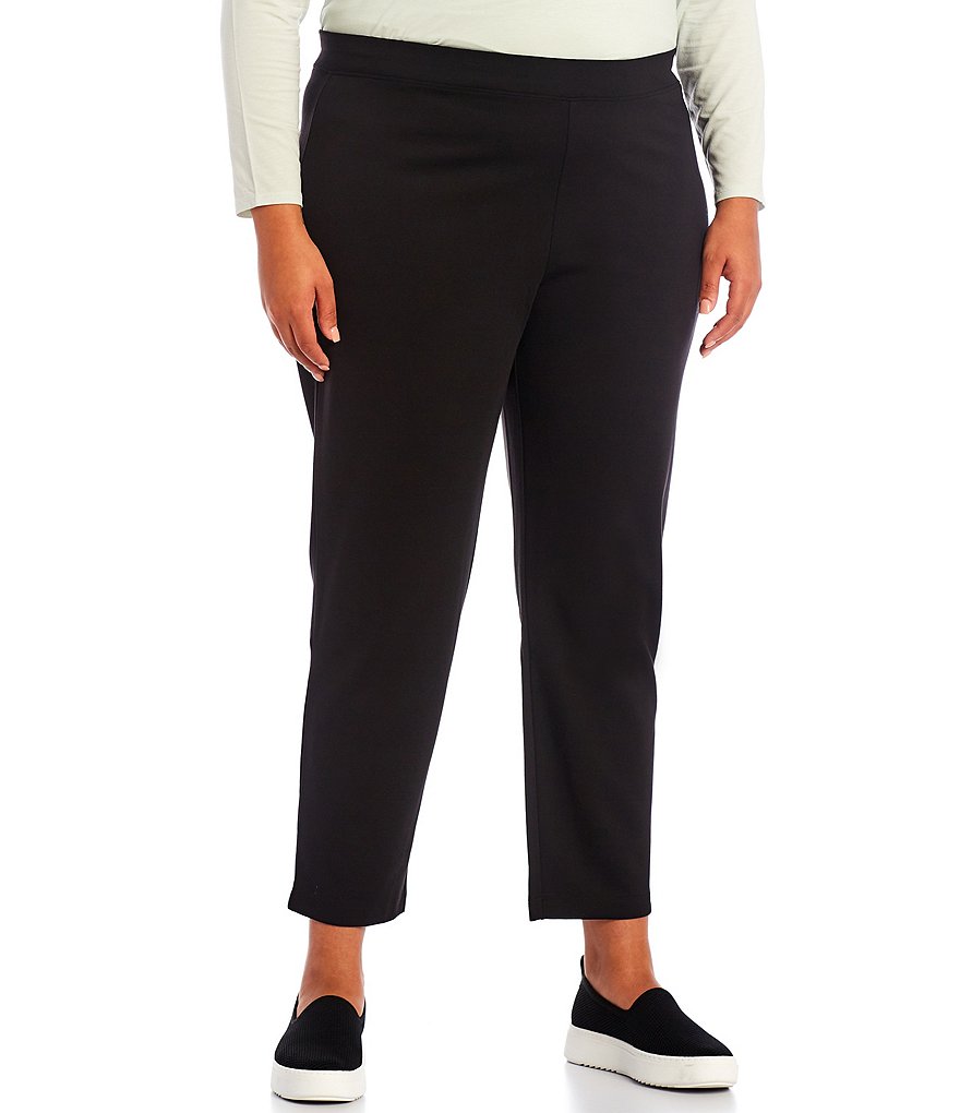 Eileen Fisher Plus Size Ponte Knit Slim-Leg Ankle Length Pull-On Pants