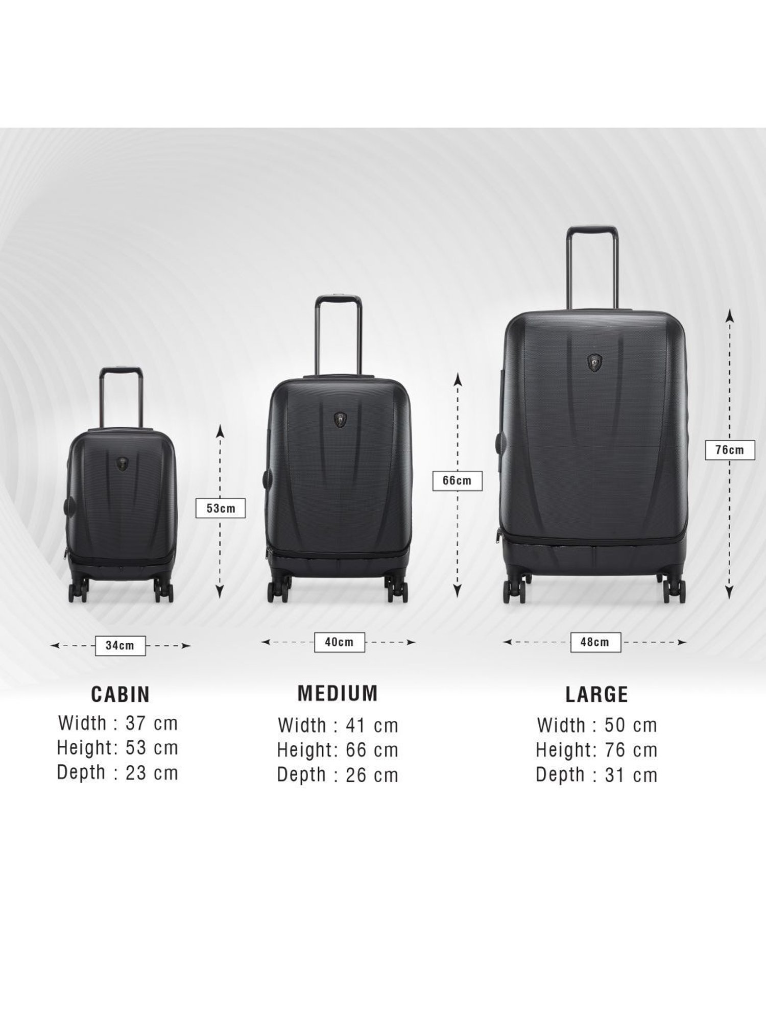 HEYS Vantage Black Solid Hard Cabin Trolley Bag -21 cm