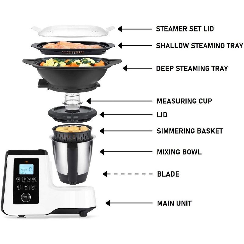 Dartwood All-in-One Multi Cooker, Food Processor and Smart Kitchen Machine for Cooking, Kneading, Blending, Mixing, Steaming, Boiling, Stir Frying