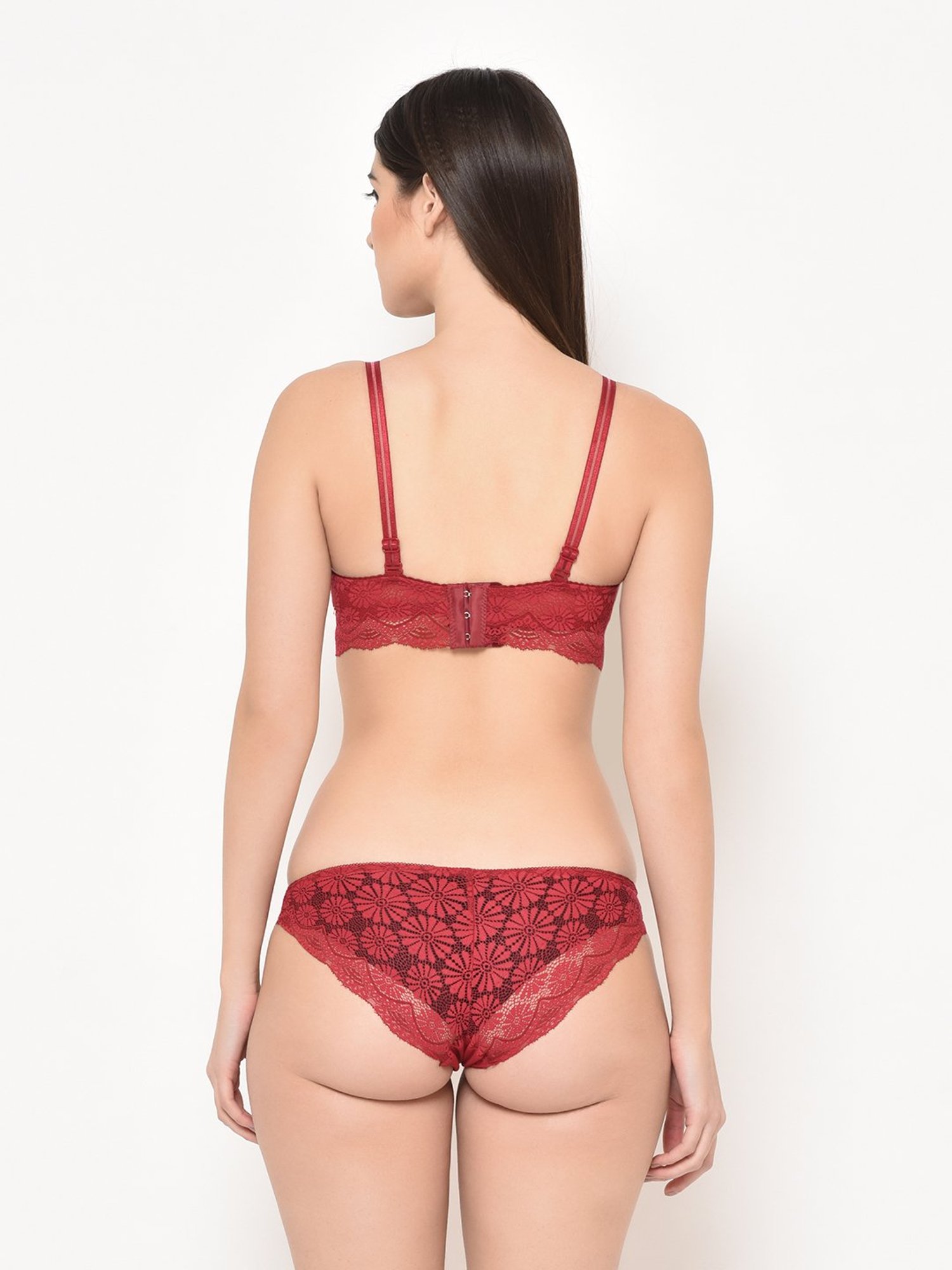 Da Intimo Maroon Lace Lingerie Set