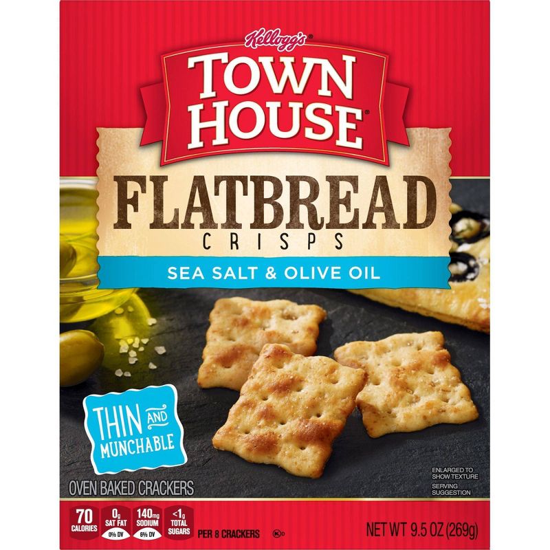 Kellog Town House Sea Salt & Olive Oil Flatbread Crisp Crackers - 9.5oz