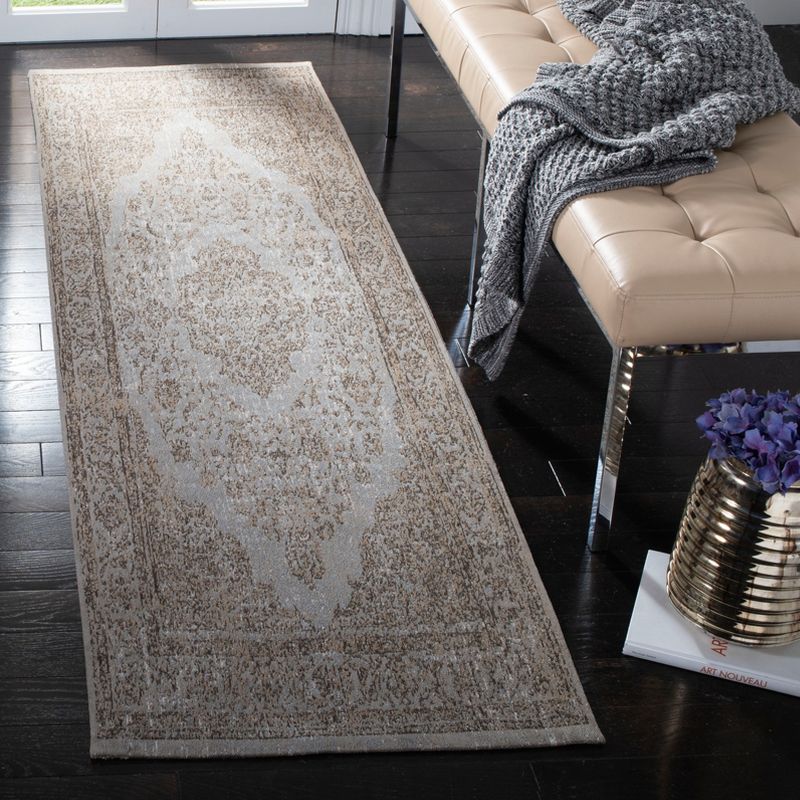 2'4"x8' Loomed Medallion Runner Rug Gray - Safavieh