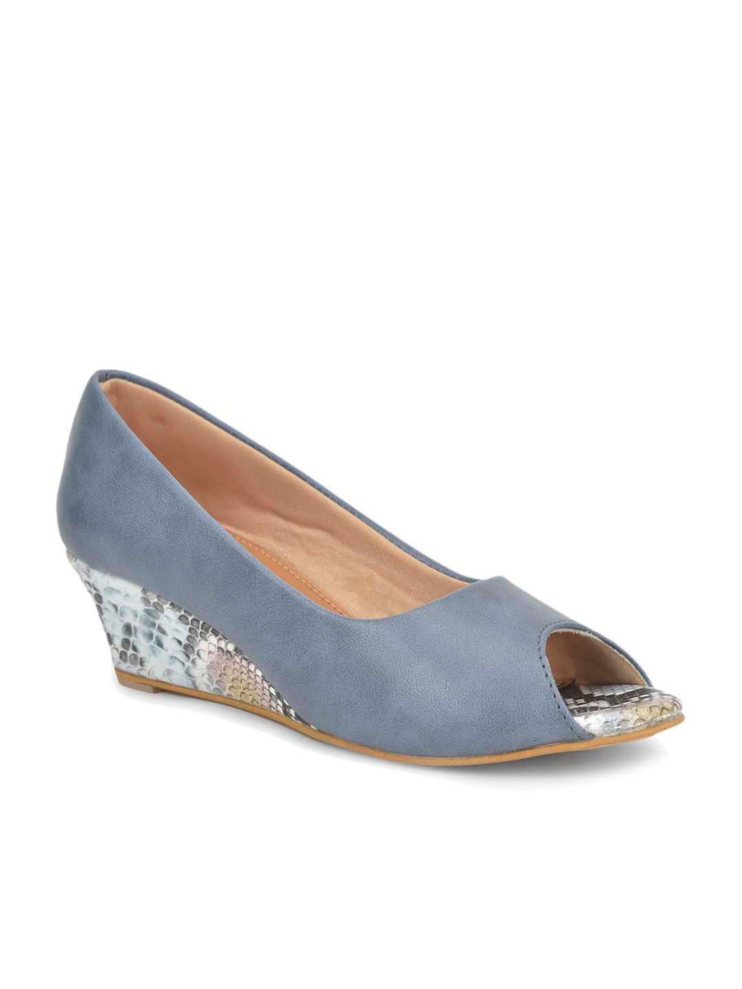 Salario Women's Blue Peeptoe Wedges