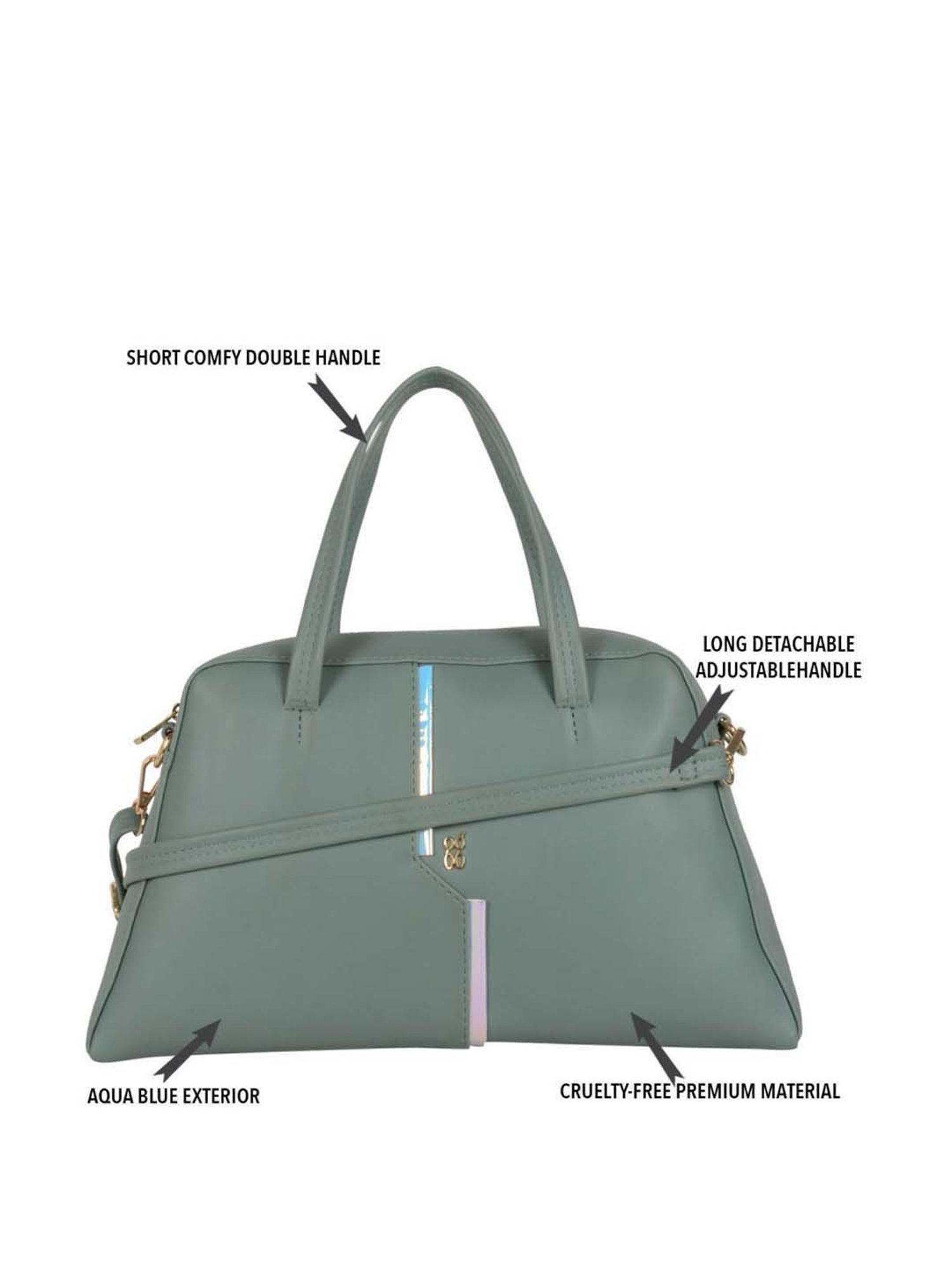 Baggit Green Solid Medium Handbag