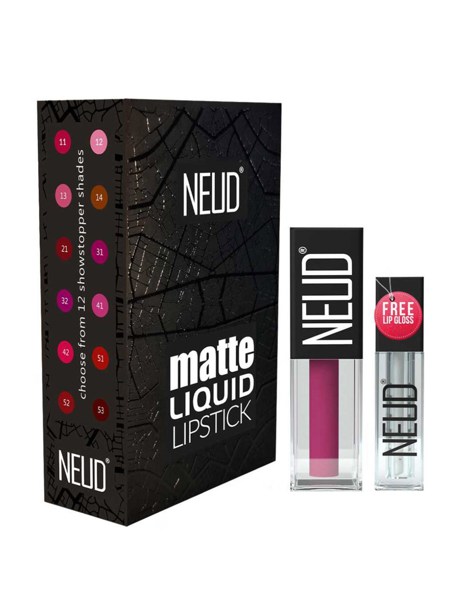 Neud Matte Liquid Lipstick Combo Peachy Pink & Quirky Tease with Two Lip Gloss Free