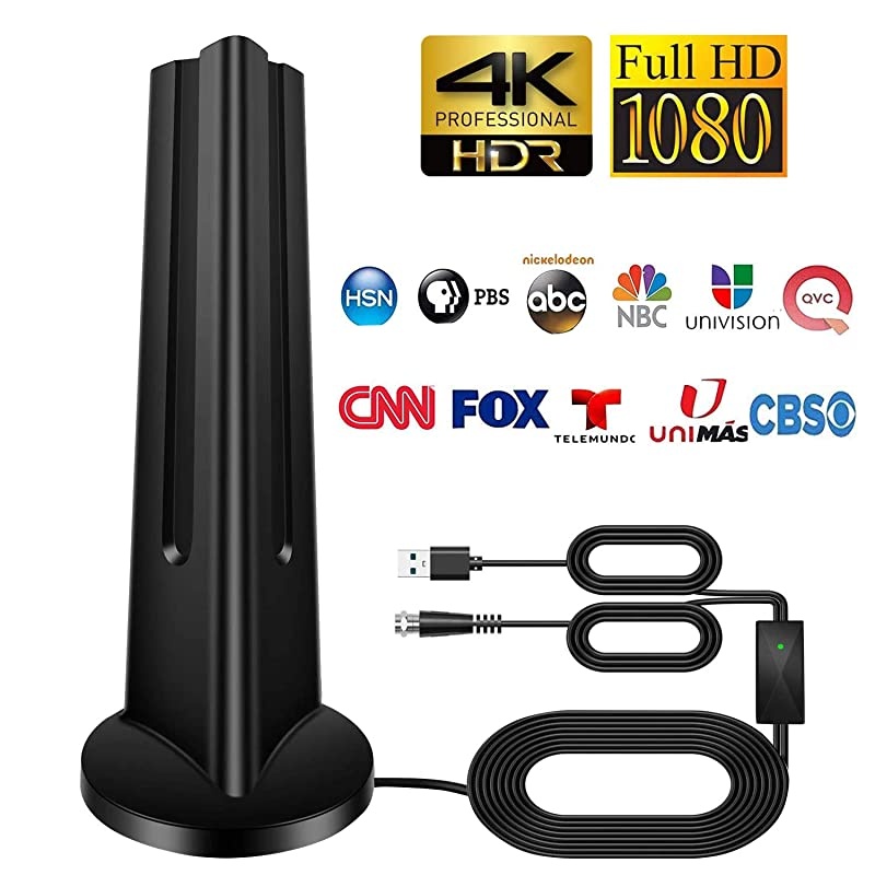 Latest? TV Antenna - HDTV Antenna Support 4K 1080P, 90-120 Miles Range Digital Antenna for HDTV, VHF UHF Freeview Channels Antenna with Amplifier Signal Booster - 18 FT Premium Coaxial Cable