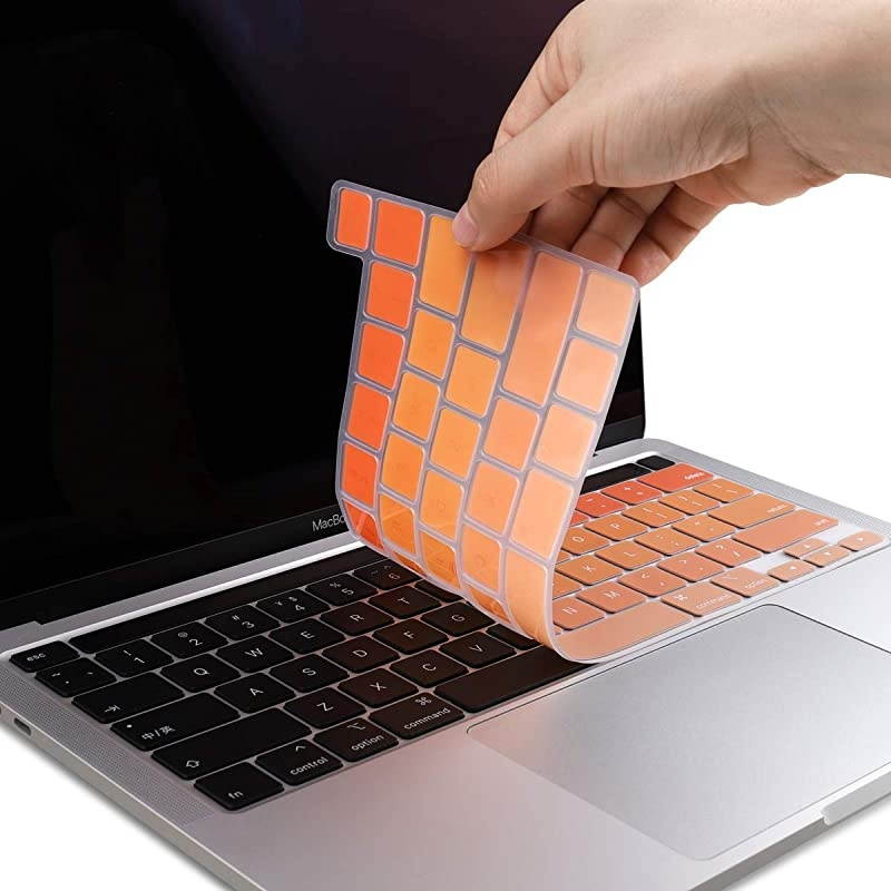 Keyboard Cover Compatible with MacBook Pro 16 inch 2019 2020 A2141 Newest MacBook Pro 13 2020 M1 A2338A2289A2251 Model Waterproof DustProof Protective Keyboard Skin Gradient Orange